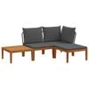 vidaXL 4 pcs Solidne drewno akacjowe i lina naturalny