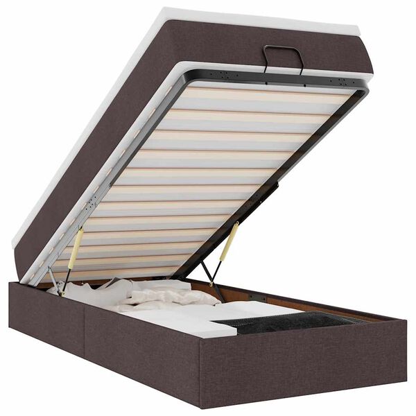vidaXL Rama ł&oacute;żka otomana z materacem, brązowa, 80x200 cm, tkanina