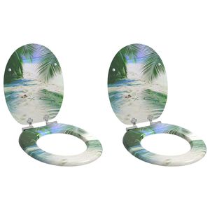 vidaXL Deski klozetowe wolnoopadające, 2 szt., MDF, motyw plaży