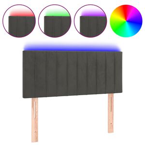 vidaXL Zagł&oacute;wek do ł&oacute;żka z LED, ciemnoszary, 90x5x78/88 cm, aksamit