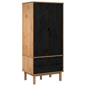 vidaXL Garderoba OTTA Czarny 76,5 x 53 x 172 cm Lite drewno sosnowe