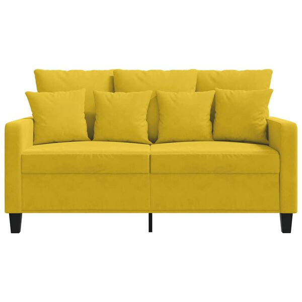 vidaXL Sofa 2-osobowa, ż&oacute;łta, 120 cm, tapicerowana aksamitem