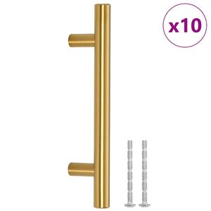 vidaXL Uchwyty do szafek, 10 szt., złote, rozstaw otwor&oacute;w 96 mm długość całkowita 150 mm, stal nierdzewna