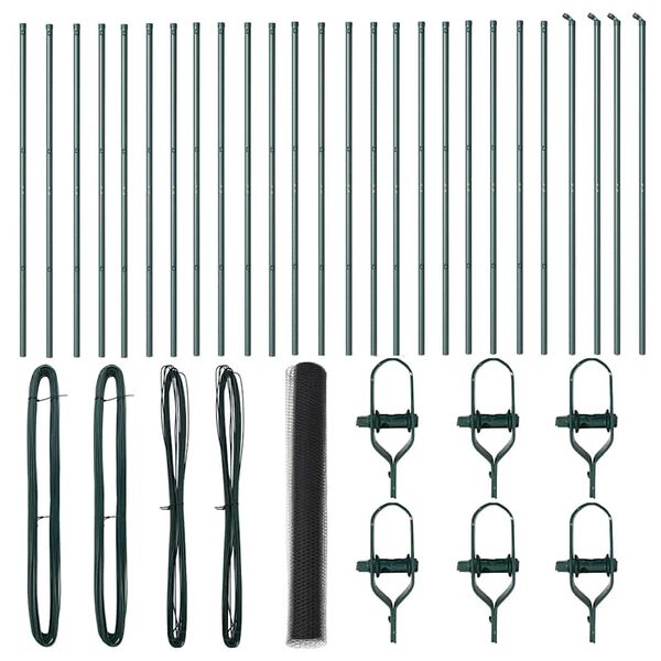 vidaXL Słupek ogrodzeniowy. Szary 50 x 1 m (siatka 25 mm) Stal i PVC