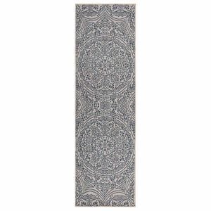 vidaXL Dywan zewnętrzny o płaskim splocie, 80x250 cm, niebieski wz&oacute;r