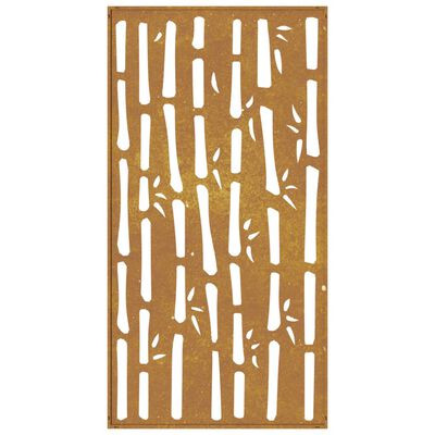 vidaXL Ogrodowa dekoracja ścienna, 105x55 cm, stal kortenowska, bambus