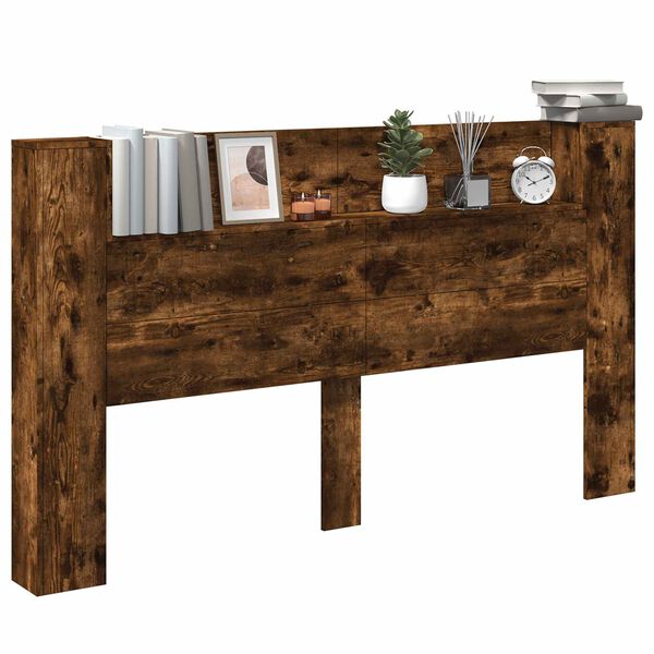 vidaXL Szafka z Wezgłowiem z LED Dąb Wędzony 180 x 16,5 x 103,5 cm