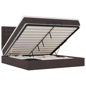 vidaXL Rama ł&oacute;żka otomana z materacami, brązowa, 200x200 cm, tkanina