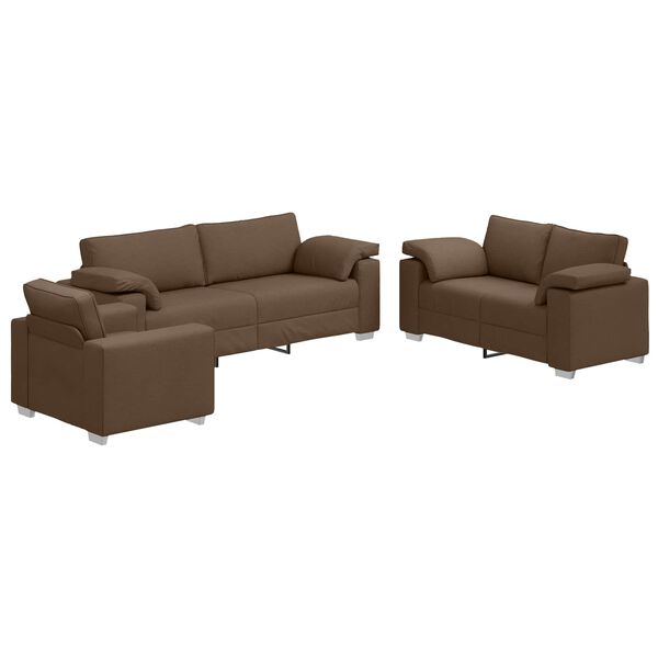 vidaXL Sofa 3 pcs Brązowy 219 x 80 x 82 cm Tkanina lniana