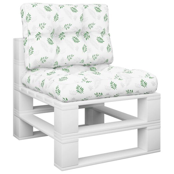 vidaXL Poduszki na sofę z palet, 2 szt., wz&oacute;r w liście, tkanina