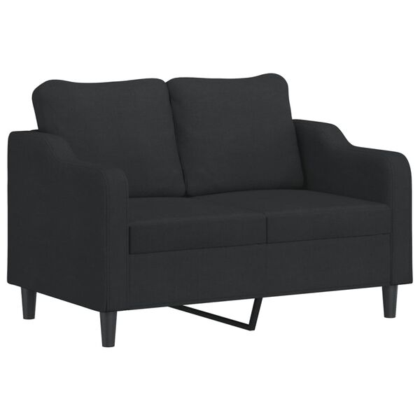 vidaXL Sofa 2-osobowa, czarna, 120 cm, tapicerowana tkaniną