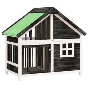 vidaXL Buda dla psa, szara, 96x60,5x87 cm, lite drewno sosnowe
