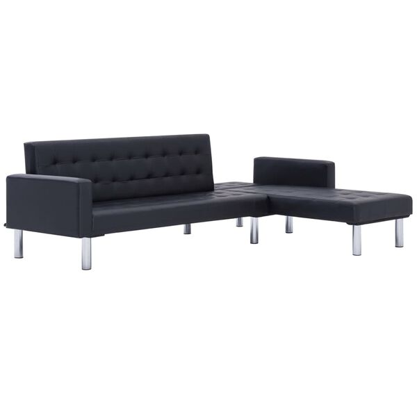 vidaXL Sofa w kształcie litery L, czarna, sztuczna sk&oacute;ra