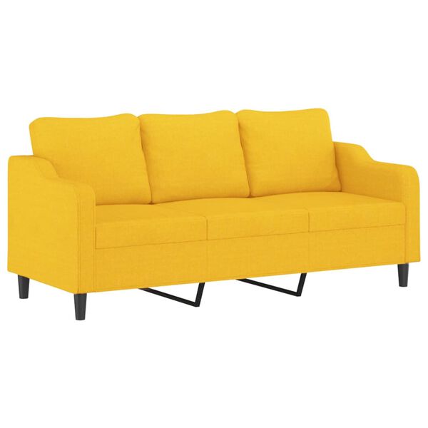 vidaXL 3-osobowa sofa z podn&oacute;żkiem, jasnoż&oacute;łty, 180 cm, tkaniną