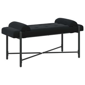vidaXL Ławka z guzikami i poduszkami Czarny 110 x 40 x 46 cm Welur