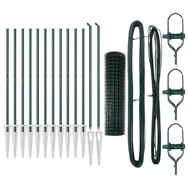 vidaXL Ogrodzenie z słupkiem Zielony 1 x 25 m Stal i PVC