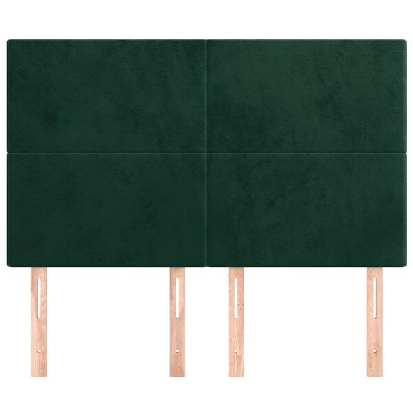 vidaXL Zagł&oacute;wek ciemnozielony 144x5x118/128 cm aksamit