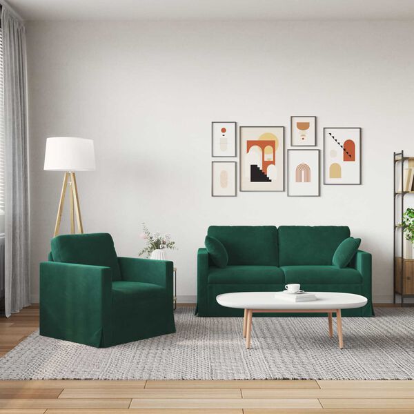 vidaXL Sofa 2 pcs Ciemna zieleń