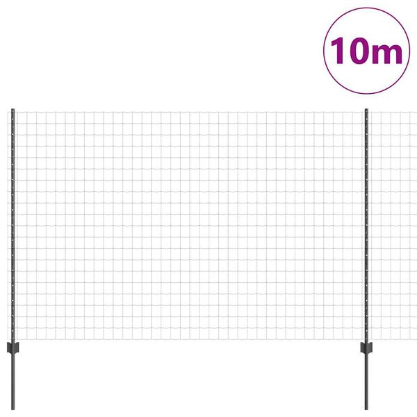 vidaXL Ogrodzenie z słupkiem Szary 1,6 x 10 m Stal i PVC