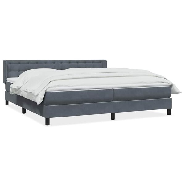 vidaXL Ł&oacute;żko typu Box Spring z materacem Ciemnoszary 180x220cm Aksamit