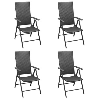 vidaXL Krzesła ogrodowe, 4 szt., polirattan, czarne