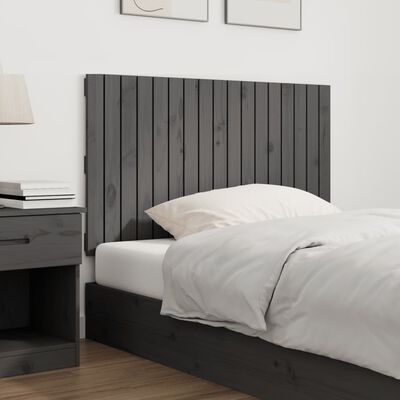 vidaXL Wezgłowie łóżka, szare, 108x3x60 cm, lite drewno sosnowe