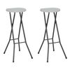 vidaXL Składane stołki barowe, 2 szt., HDPE i stal, białe