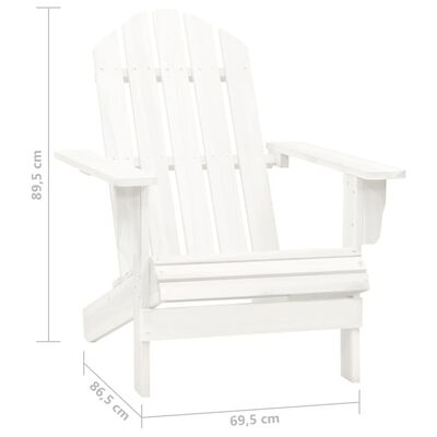 vidaXL Krzesło ogrodowe Adirondack ze stolikiem, jodłowe, białe