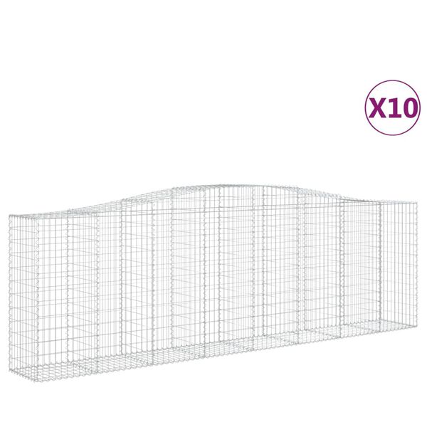 vidaXL Kosze gabionowe, 10 szt, 400x50x120/140cm, galwanizowane żelazo