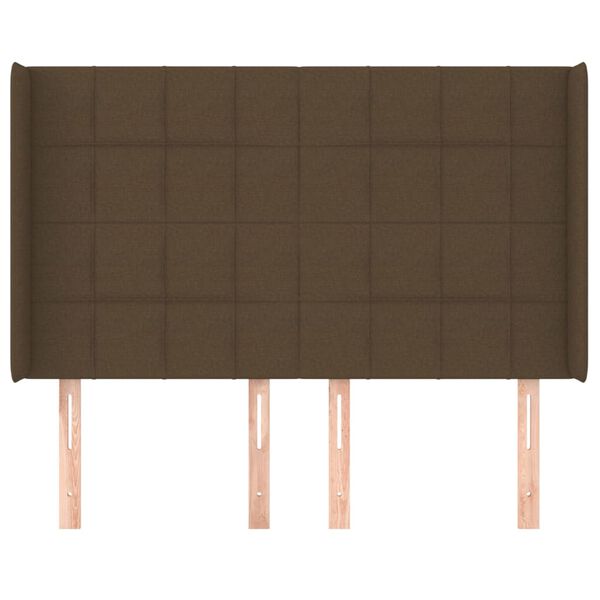 vidaXL Zagł&oacute;wek uszak, ciemnobrązowy, 147x16x118/128 cm, tkanina