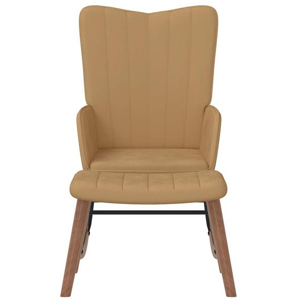 vidaXL Fotel bujany z podn&oacute;żkiem, brązowy, obity aksamitem