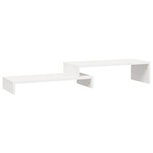 vidaXL Podstawka na monitor, biała, (52-101)x22x14 cm, drewno sosnowe