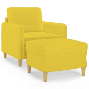 vidaXL Fotel z podn&oacute;żkiem, jasnoż&oacute;łty, 60 cm, tkanina