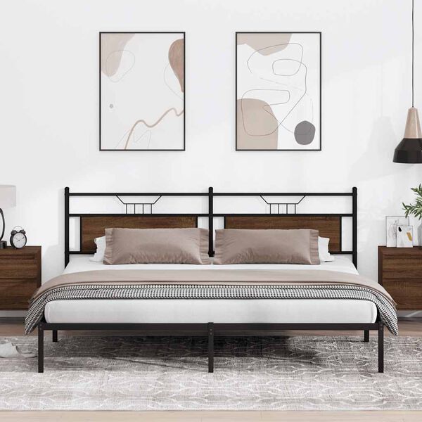 vidaXL Rama ł&oacute;żka bez materaca Brązowy dąb 200x200 cm Drewno klejone