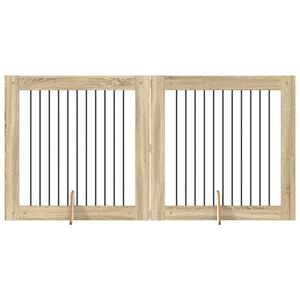 vidaXL Bramka dla ps&oacute;w z podp&oacute;rkami 2 pcs dąb Sonoma 100 x 100 cm