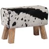 vidaXL ławka 60 x 30 x 45 cm Prawdziwa sk&oacute;ra Czarny i Biały