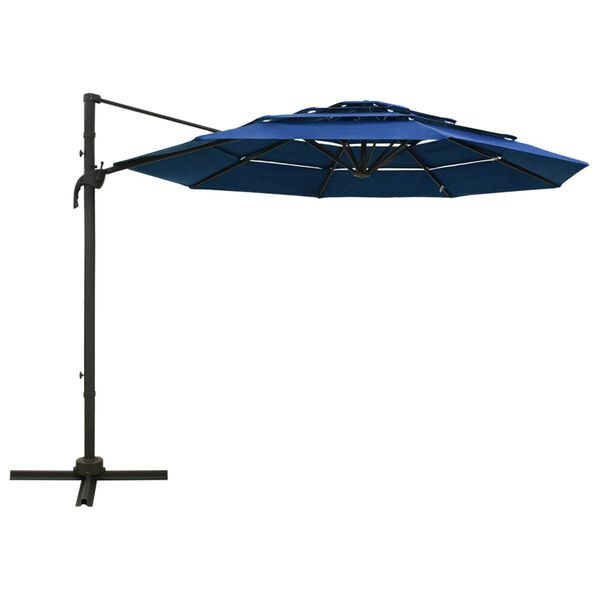vidaXL 4-poziomowy parasol na aluminiowym słupku, niebieski, 3x3 m