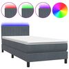 vidaXL Ł&oacute;żko kontynentalne z materacem i LED, ciemnoszary aksamit, 80x210 cm
