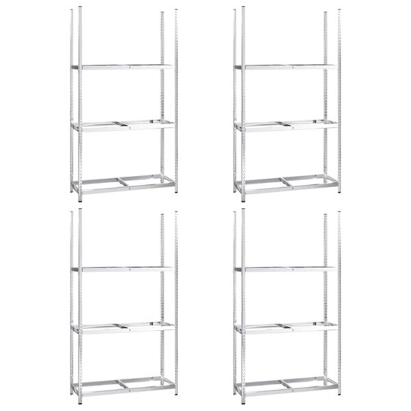 vidaXL 3-poziomowe regały na opony, 4 szt., 110x40x200 cm, stal