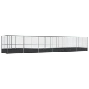 vidaXL Woliera z przedłużeniem, srebrna, 1246x207x212 cm, stal