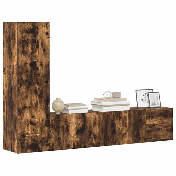 vidaXL Zestaw 3 szafek TV, przydymiony dąb, materiał drewnopochodny