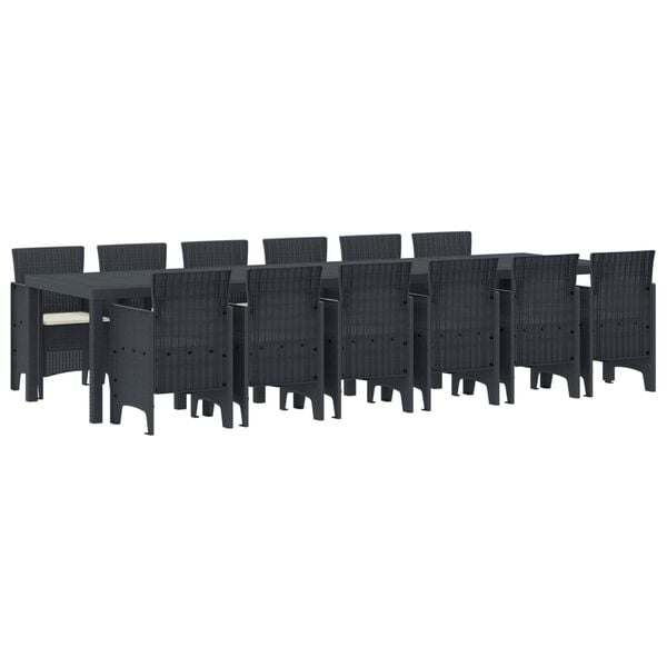 vidaXL Zestaw do jadalni w ogrodzie 13 pcs Antracyt Rattan Polt