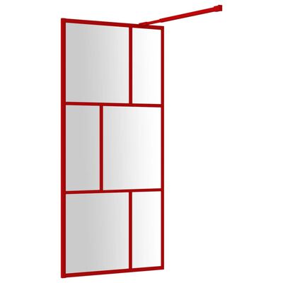 vidaXL Ścianka prysznicowa, przezroczyste szkło ESG, czerwona 80x195cm