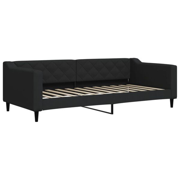 vidaXL Sofa rozsuwana z materacami, czarna, 90x200 cm, tkanina