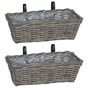 vidaXL Hanging Planter Kosz 2 pcs Szary 48 x 22 x 15 cm Rattan Lacak