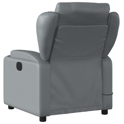 vidaXL Rozkładany fotel masujący, szary, obity sztuczną skórą