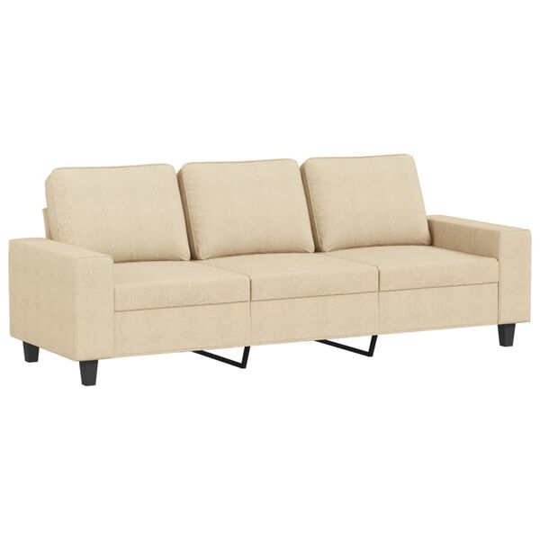 vidaXL Sofa 3-osobowa, kremowa, 180 cm, tapicerowana tkaniną