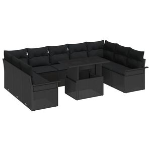 vidaXL Zestaw Sof na Ogr&oacute;d 10 szt. Czarny Rattan poli