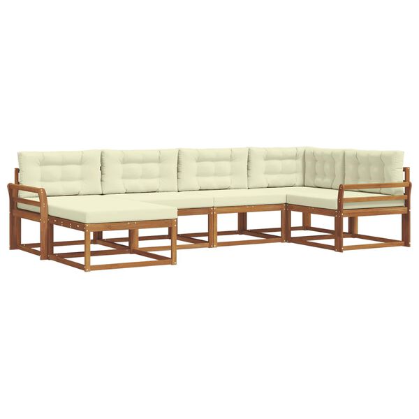 vidaXL Zestaw sof na zewnątrz z poduszką 6 pcs Naturalny i Kremowy