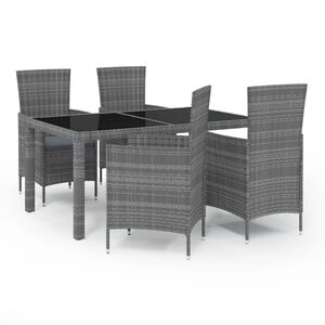 vidaXL 5-cz. zestaw mebli ogrodowych z poduszkami, rattan PE, szary